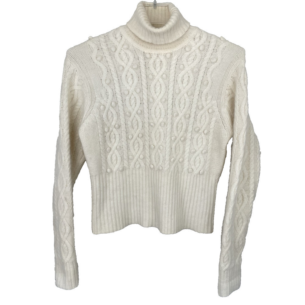 VTG CW CLIFFORD & WILLS Lambswool Angora Rabbit Sweater Size M Ivory Bobble Soft